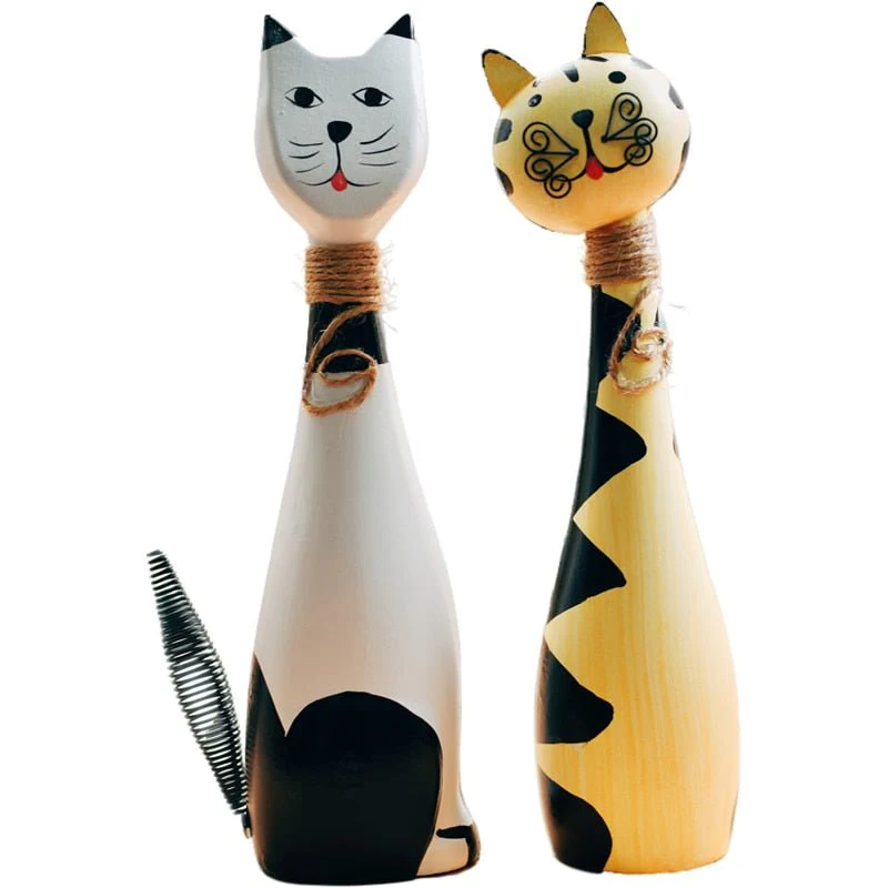 פסל Wooden Cat Figurine